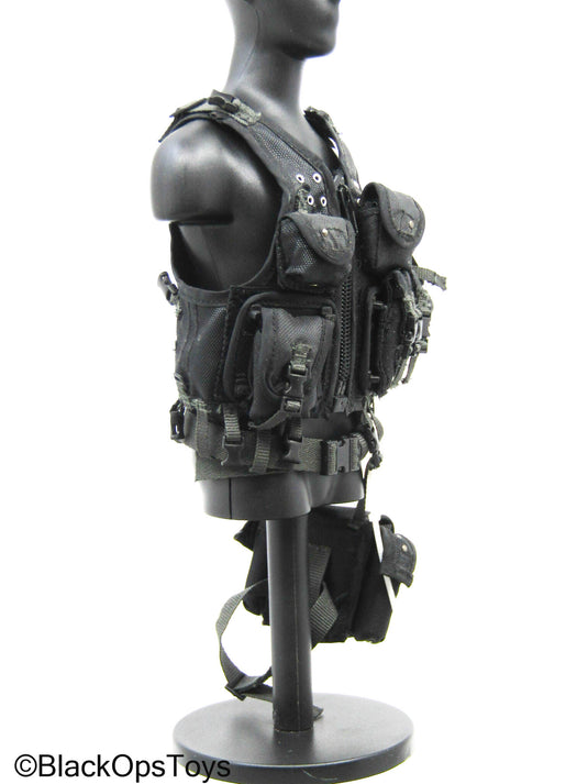 Black GIGN Assault Vest w/ Utility Pouch (Hot Toys)