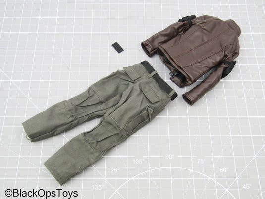 The Darkzone Agent - Brown Leather Like Jacket w/Combat Pants
