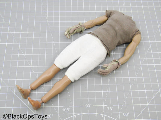 Bam 1/6 Male Base Body w/Grey Shirt, Padded Shorts, Tan Gloves, & Feet
