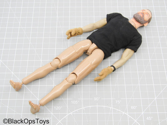 Bam 1/6 Male Base Body w/Headsculpt, Black T-Shirt, Tan Gloves, Black Watch, & Feet