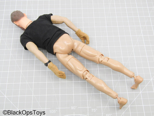 Bam 1/6 Male Base Body w/Headsculpt, Black T-Shirt, Tan Gloves, Black Watch, & Feet