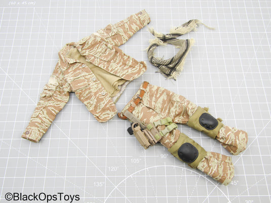 Desert Tiger Stripe Camo Uniform w/Black Pistol Set, & Shemagh