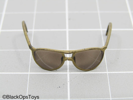 Bam 1/6 Gold Aviator Sunglasses w/Container