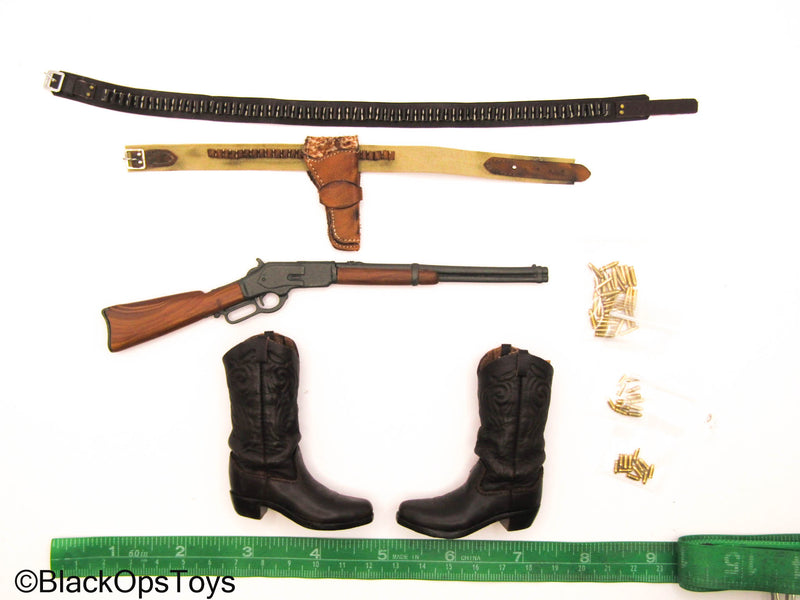 Load image into Gallery viewer, Western Set - John Wayne Leather Gun Belt Set w/Boots &amp; Winchester Rifle
