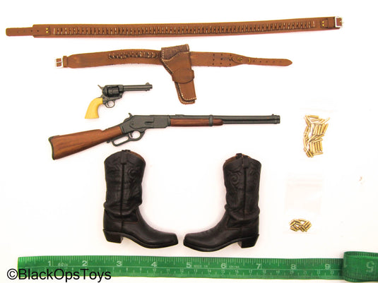 Western Set - John Wayne Leather Gun Belt Set w/Boots & Winchester Rifle