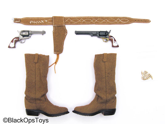 Western Set - Clint Eastwood Gun Belt w/Revolvers & Leather Boots