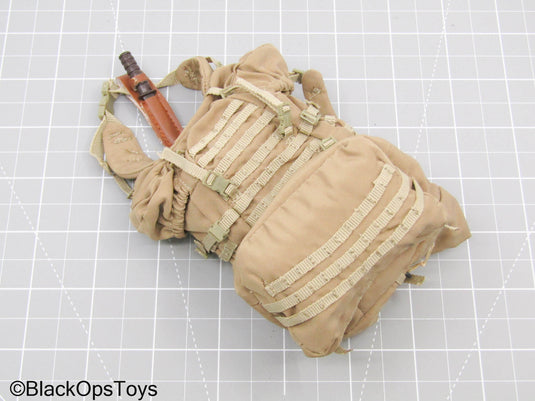 Bam 1/6 Tan MOLLE Backpack Set w/Brown Knife & Holster