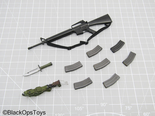 Kuwait 1991 - USMC - M16A2 Assault Rifle w/M9 Bayonet, Scabbard Belt, & Mag Set
