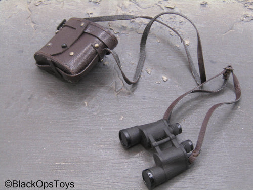 Black Binoculars w/Brown Leather Like Case