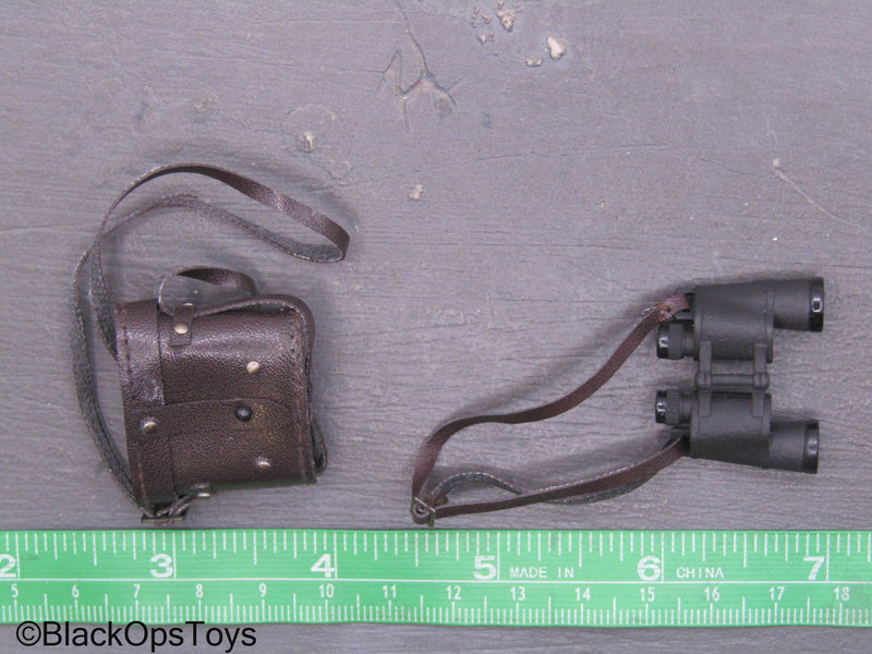 Load image into Gallery viewer, Black Binoculars w/Brown Leather Like Case
