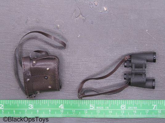 Black Binoculars w/Brown Leather Like Case