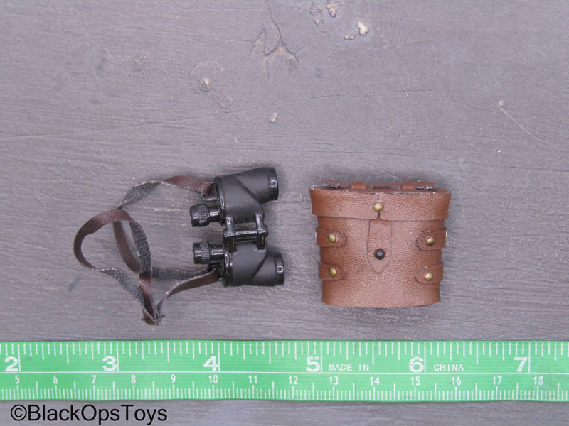 Load image into Gallery viewer, Black Binoculars w/Brown Leather Like Case
