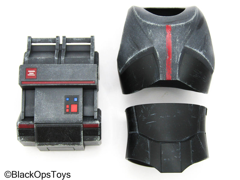 Load image into Gallery viewer, Star Wars TBB Hunter - Black &amp; Red Body Armor w/Magnetic Backpack
