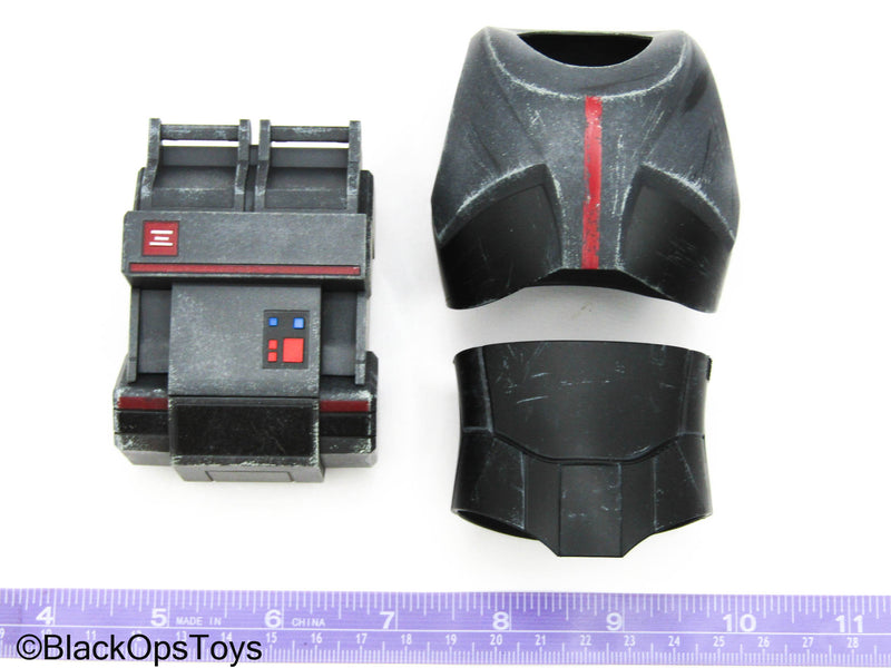 Load image into Gallery viewer, Star Wars TBB Hunter - Black &amp; Red Body Armor w/Magnetic Backpack
