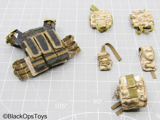 Tan Multicam Camo MOLLE Plate Carrier w/Molle Pouch Set