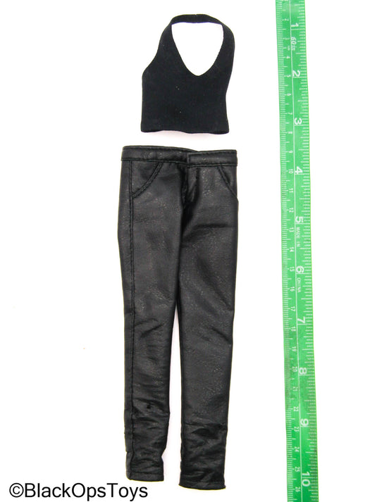 CY Girls - Female Black Leather Like Pants w/Tank Top Shirt