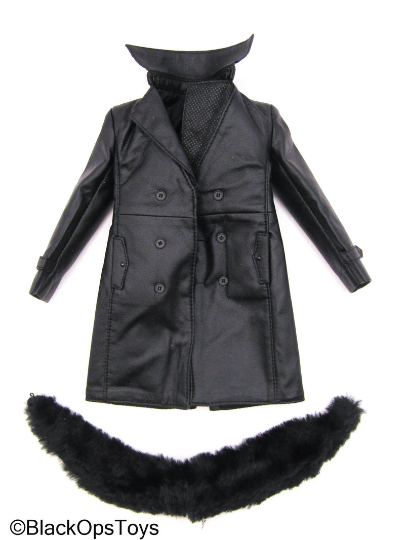 Load image into Gallery viewer, CY Girls - Black Leather Like Coat w/Fur Like Scarf
