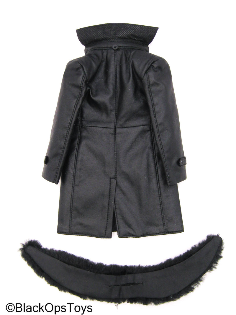 Load image into Gallery viewer, CY Girls - Black Leather Like Coat w/Fur Like Scarf
