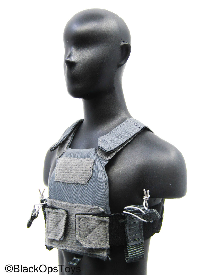 Load image into Gallery viewer, Grey Trident Logo Slick Plate Carrier w/Chest Rig &amp; Pouch Set
