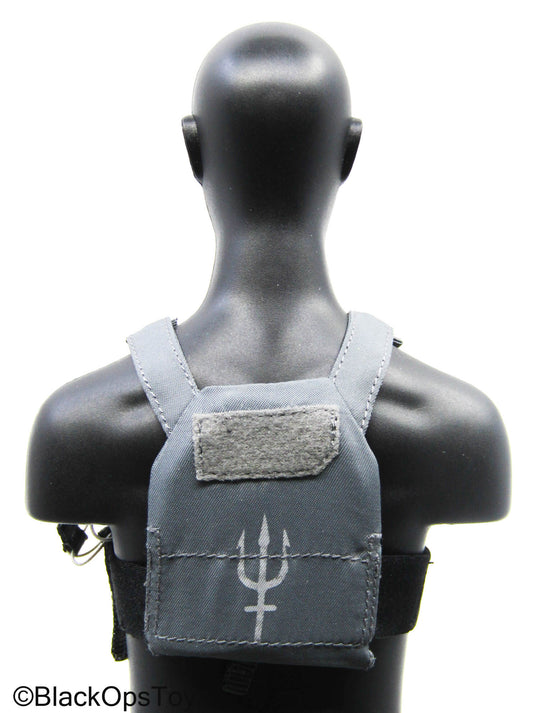 Grey Trident Logo Slick Plate Carrier w/Chest Rig & Pouch Set