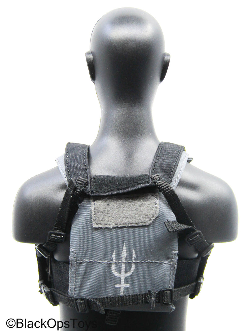 Load image into Gallery viewer, Grey Trident Logo Slick Plate Carrier w/Chest Rig &amp; Pouch Set
