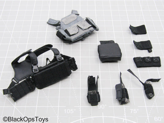 Grey Trident Logo Slick Plate Carrier w/Chest Rig & Pouch Set