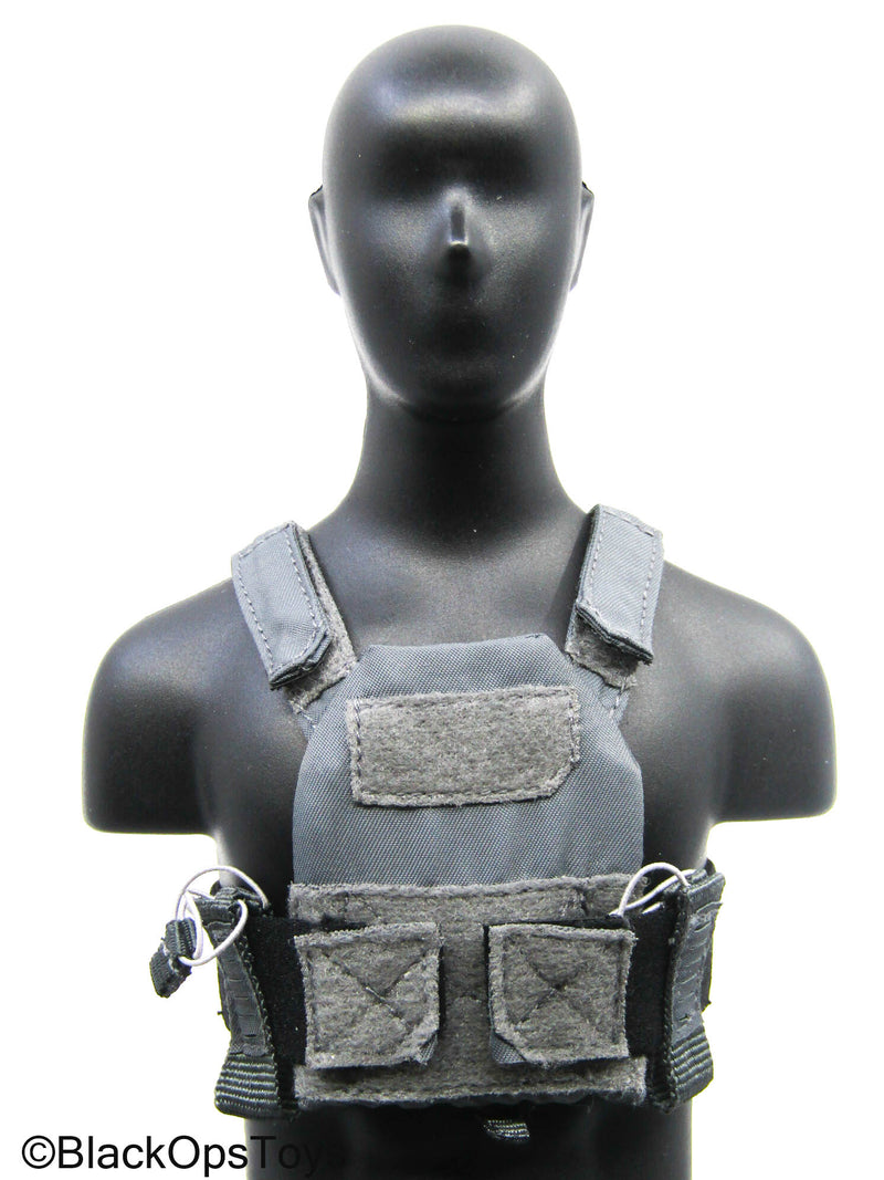 Load image into Gallery viewer, Grey Trident Logo Slick Plate Carrier w/Chest Rig &amp; Pouch Set
