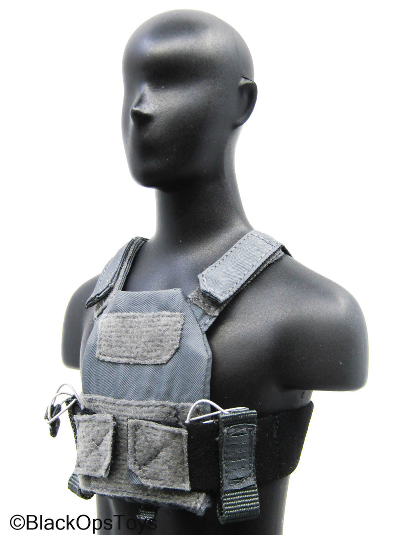 Load image into Gallery viewer, Grey Trident Logo Slick Plate Carrier w/Chest Rig &amp; Pouch Set

