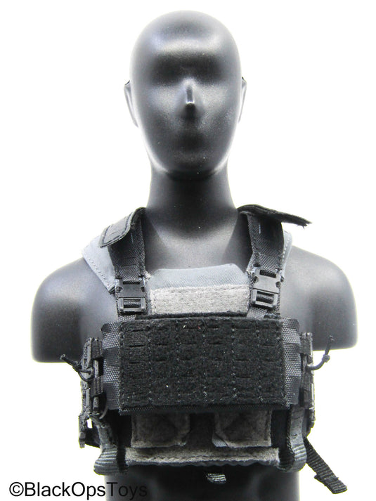 Grey Trident Logo Slick Plate Carrier w/Chest Rig & Pouch Set