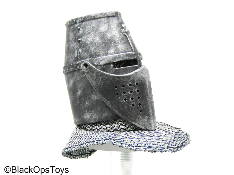 Load image into Gallery viewer, Metal Crusader Knight Helmet w/Chainmail Hood (READ DESC)
