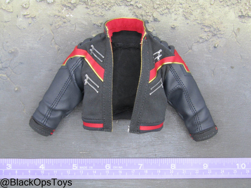 Load image into Gallery viewer, Spider Man Miles Morales - Black &amp; Red Leather Like Jacket
