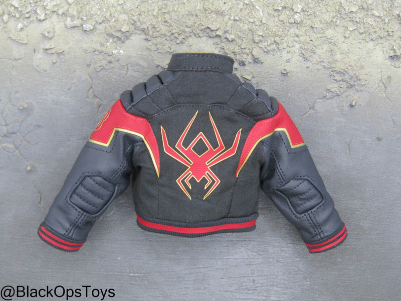 Load image into Gallery viewer, Spider Man Miles Morales - Black &amp; Red Leather Like Jacket
