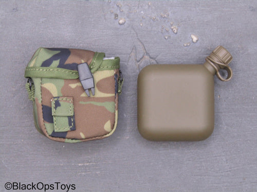 75th Ranger Regiment Airborne Ltd. - Flask w/Woodland Camo Pouch