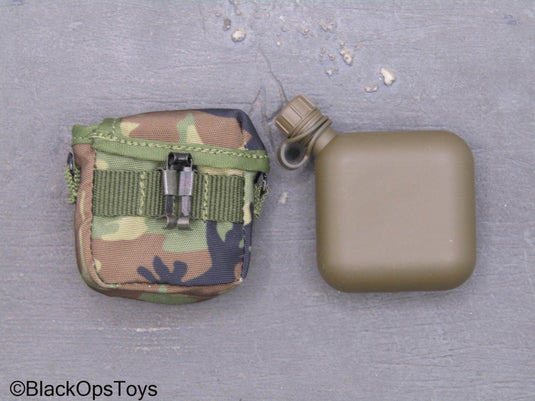 75th Ranger Regiment Airborne Ltd. - Flask w/Woodland Camo Pouch