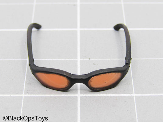 Black Oval Frame Glasses w/Orange Frames