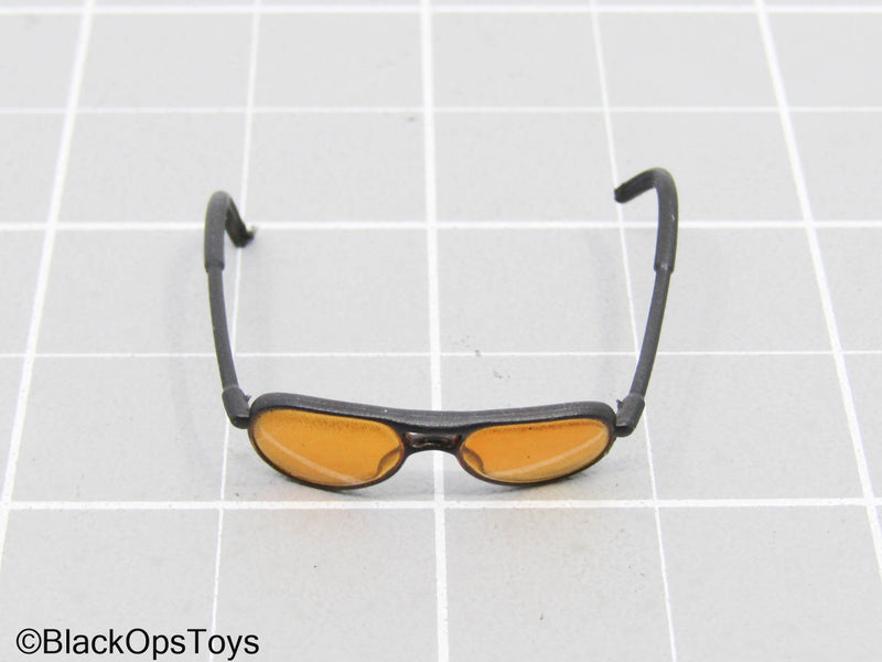 Load image into Gallery viewer, Black Aviator Glasses w/Orange Frames
