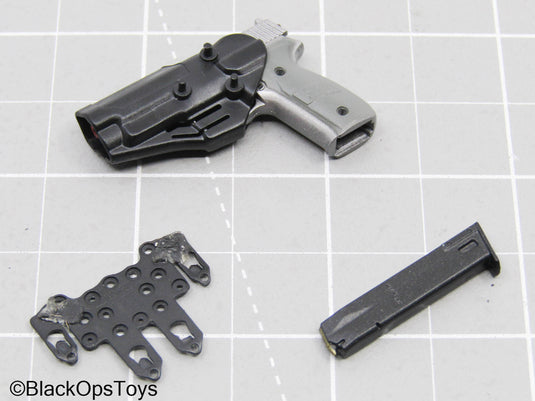 Grey Pistol w/Black Holster