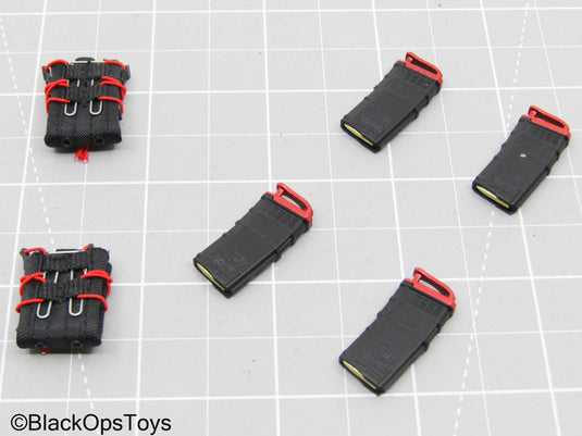 Black & Red 5.56 Mag Lot w/Magpuls & Pouches