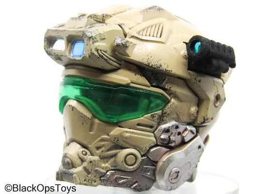 Tan Tactical Helmet Headsculpt w/Attachments & Magnets