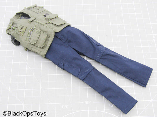 OD Green Tactical Vest w/Dark Blue Pants