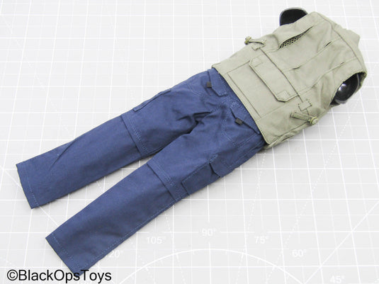 OD Green Tactical Vest w/Dark Blue Pants