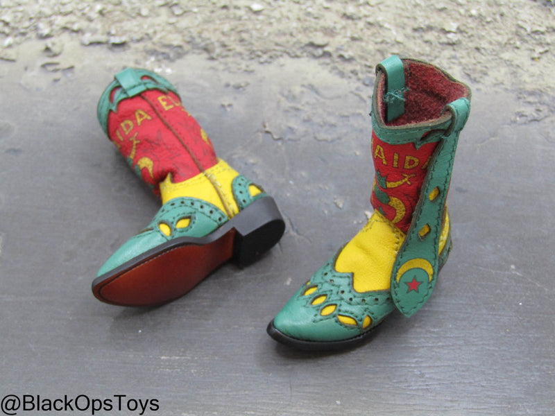 Load image into Gallery viewer, Top Gun - Lt. Pete Mitchell - Leather Red, Yellow, &amp; Green Boots (Foot Type)
