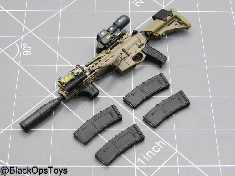 Load image into Gallery viewer, Tan Assault Rifle w/Attachment Set
