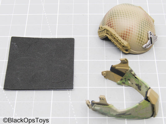 Snakeskin Mesh Tactical Helmet w/Multicam Camo Facemask