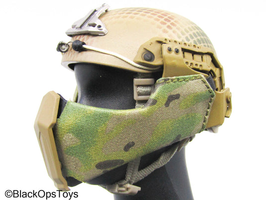 Snakeskin Mesh Tactical Helmet w/Multicam Camo Facemask