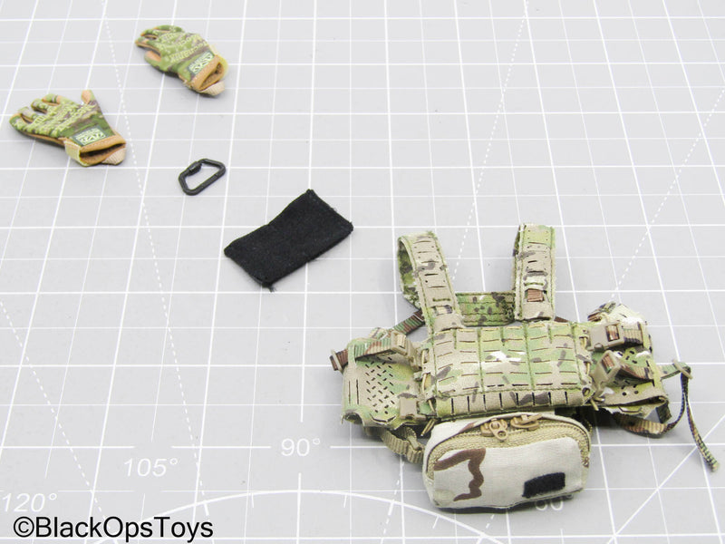 Load image into Gallery viewer, Multicam Camo Chest Rig w/Hanger Pouch, Gloves, &amp; Mag Carrier
