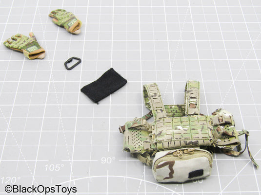 Multicam Camo Chest Rig w/Hanger Pouch, Gloves, & Mag Carrier