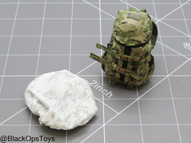 Load image into Gallery viewer, 1/12 - SALVO Black Ops - Unknown Operator - Multicam Backpack w/Winter Camo Cover
