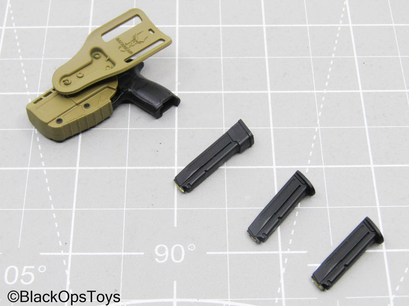Load image into Gallery viewer, Black Pistol w/Tan Holster &amp; Mag Set
