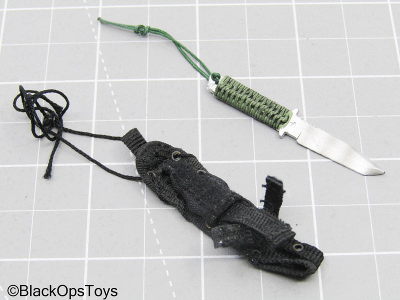 Load image into Gallery viewer, Knife w/OD Green Hilt &amp; Black Holster
